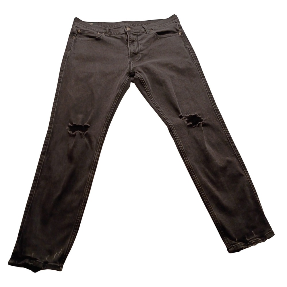 Abercrombie & Fitch Men's Skinny Taper Stretch Jeans 34x32 Black Distressed